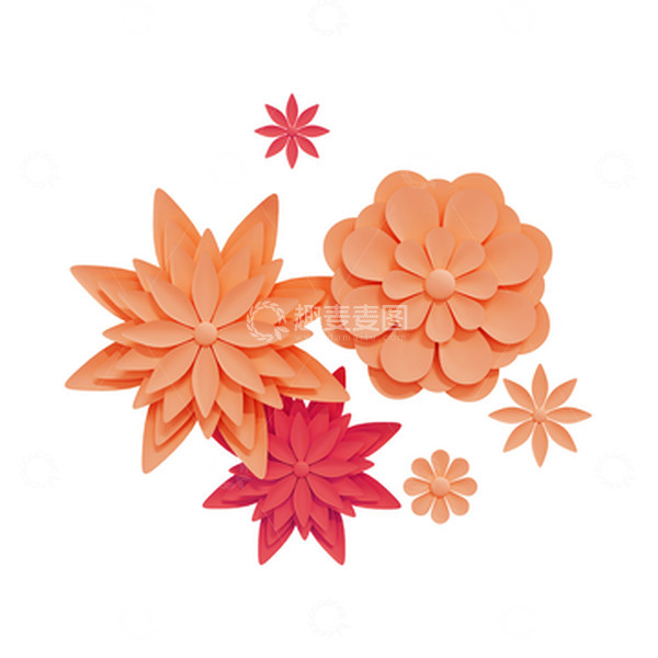 源文件下载【趣麦麦图】3D立体花朵花开