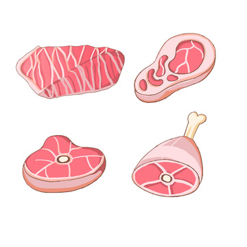 新鲜猪肉手绘鲜肉插画