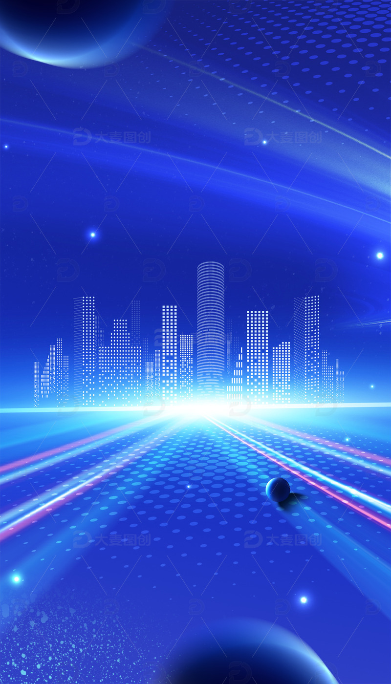 源文件下载【趣麦麦图】新能源城市科技背景