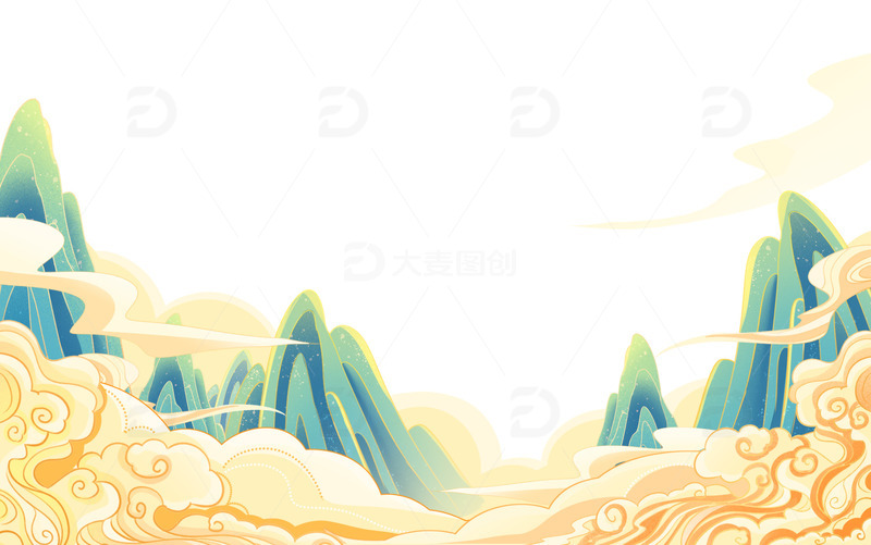 源文件下载【趣麦麦图】国潮香烟山水国风海报元素