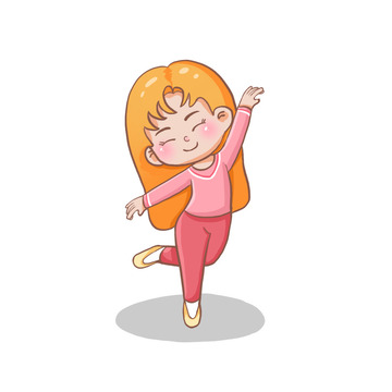 卡通跳舞暑假兴趣班女孩手绘