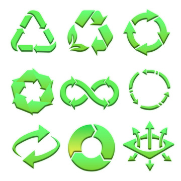 3D绿色新能源循环能源图标