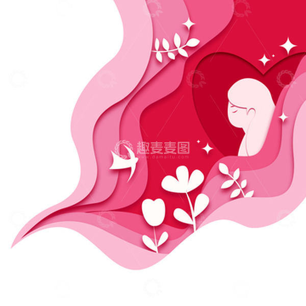 源文件下载【趣麦麦图】38妇女节快乐剪纸