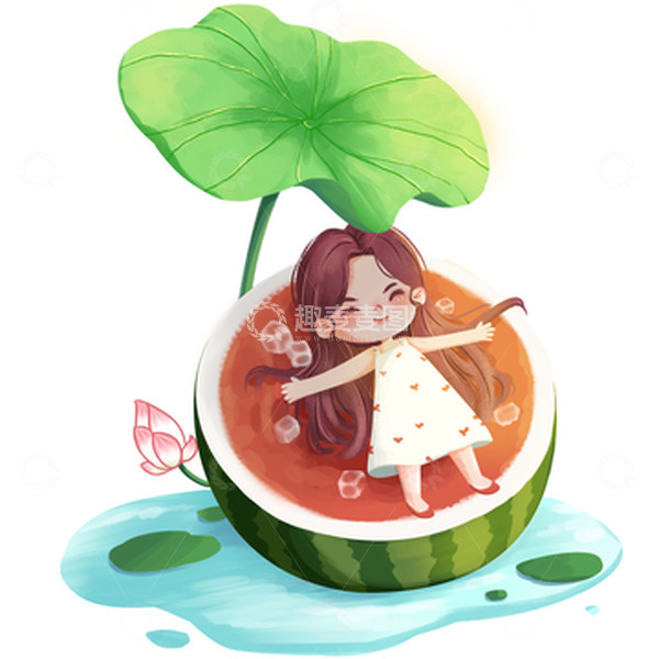 源文件下载【趣麦麦图】夏日小暑节气避暑乘凉女孩