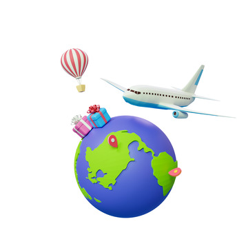 飞机环绕地球环球旅行航空旅游