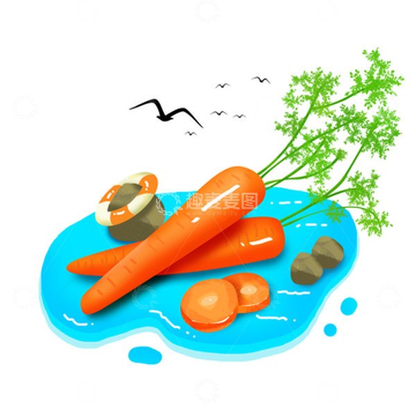 源文件下载【趣麦麦图】手绘大暑清凉蔬菜胡萝卜