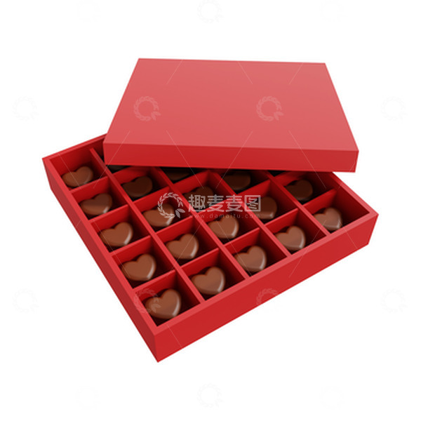 源文件下载【趣麦麦图】3D情人节巧克力