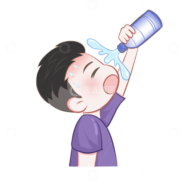 源文件下载【趣麦麦图】炎炎夏日预防中暑男孩