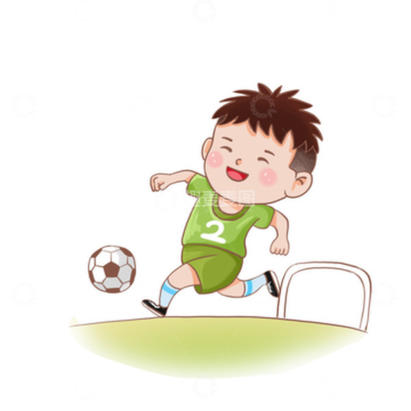 源文件下载【趣麦麦图】-兴趣班足球暑假男孩手绘插画