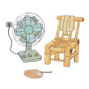 夏日风扇竹椅