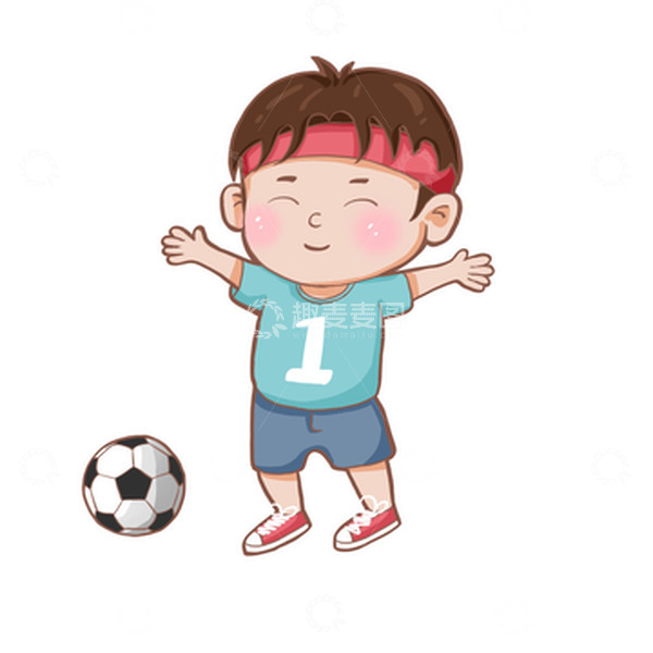源文件下载【趣麦麦图】-足球兴趣班男孩暑假手绘插画