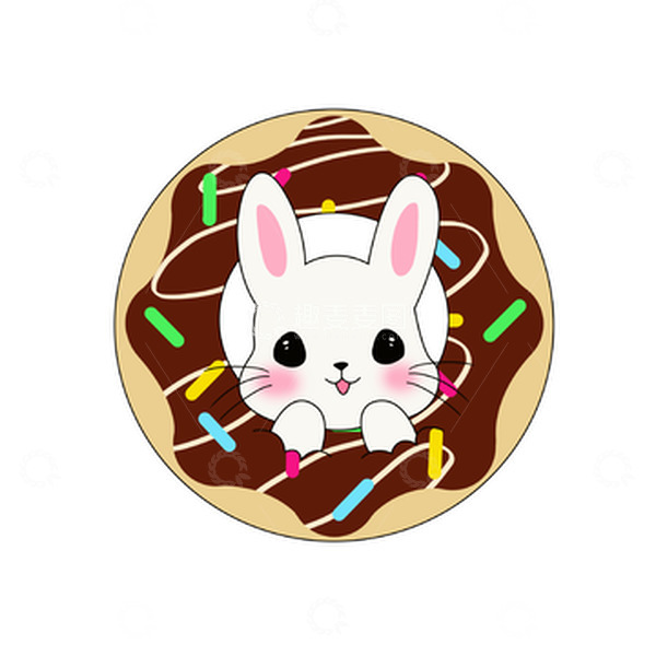 源文件下载【趣麦麦图】可爱小兔子美味巧克力甜甜圈多拿滋