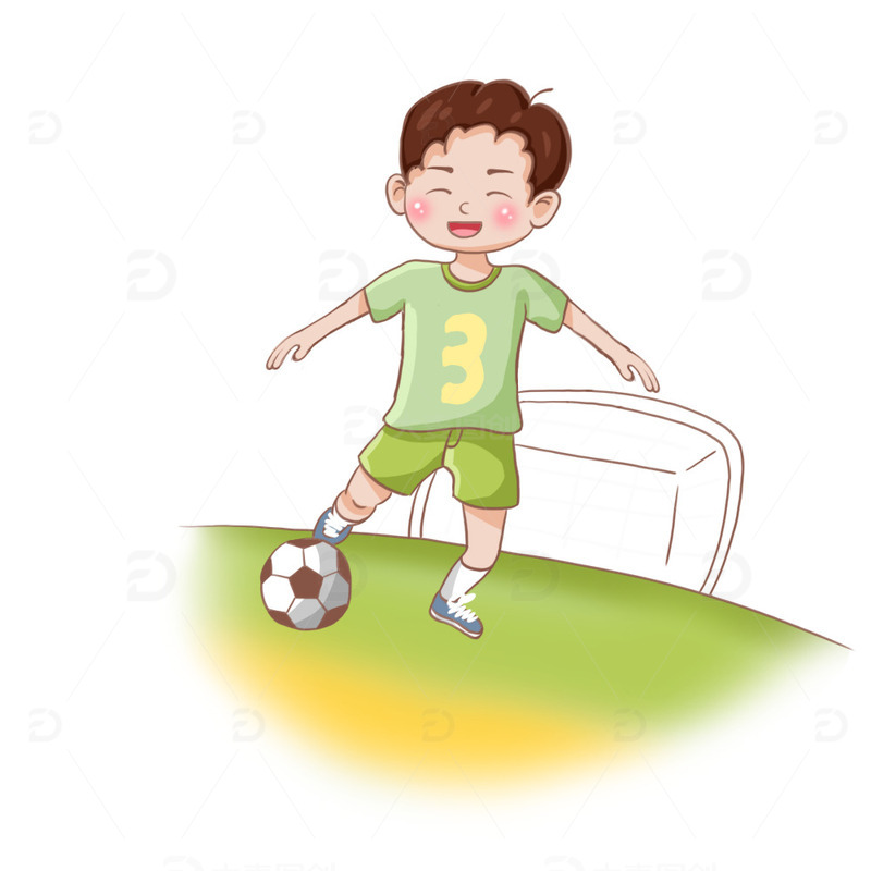 足球兴趣班暑假男孩手绘插画