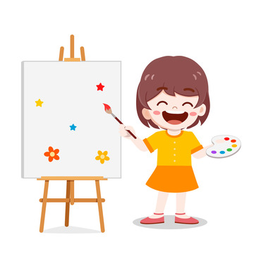 暑假美术兴趣班学生画画矢量元素