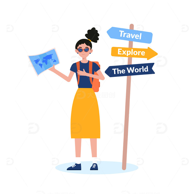 源文件下载【趣麦麦图】-暑假旅行自由行放暑假插画元素