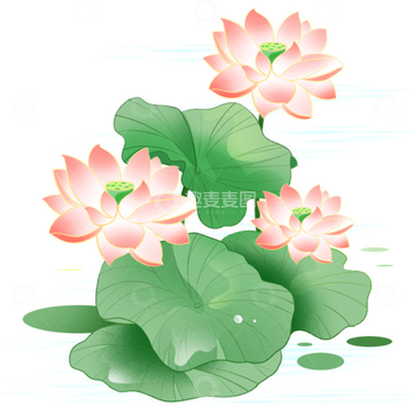 源文件下载【趣麦麦图】-中国风工笔水墨淡雅荷花荷塘中式