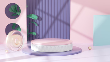 C4D立体撞色家居展台海报背景