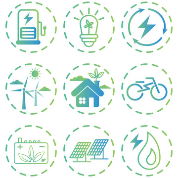 新能源绿色环保节能手绘元素
