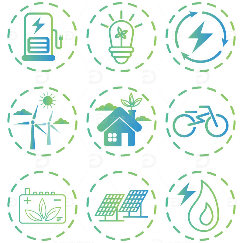 源文件下载【趣麦麦图】-新能源绿色环保节能手绘元素