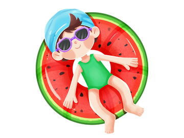 暑假游泳的小朋友