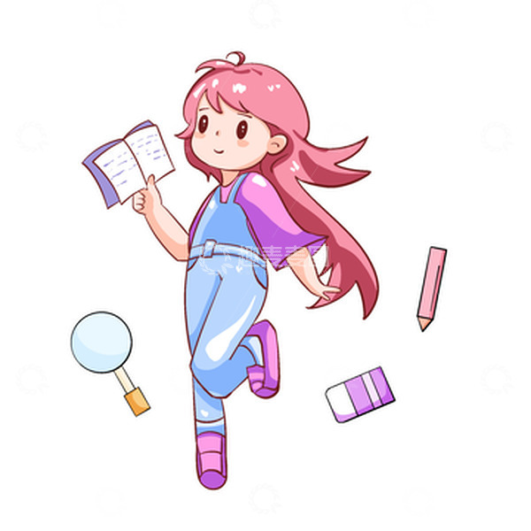 源文件下载【趣麦麦图】-暑托班拿书学习小女孩
