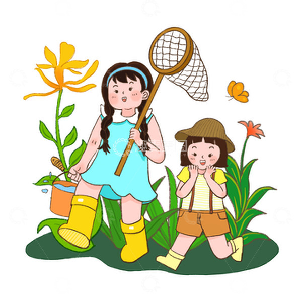 夏天放暑假郊游户外伙伴玩耍