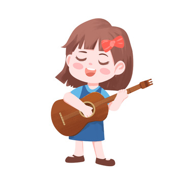 小女孩弹吉他