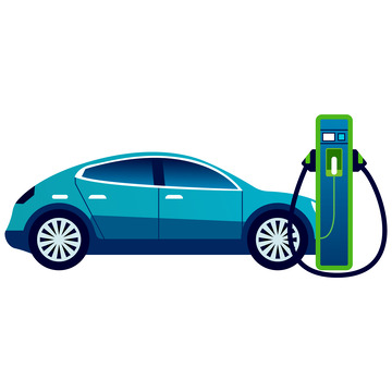 矢量渐变新能源汽车充电元素