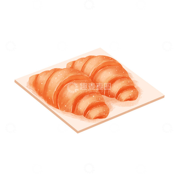 源文件下载【趣麦麦图】-简约手绘可颂面包美食