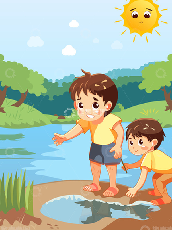 源文件下载【趣麦麦图】-小男孩暑假出游儿童矢量插画