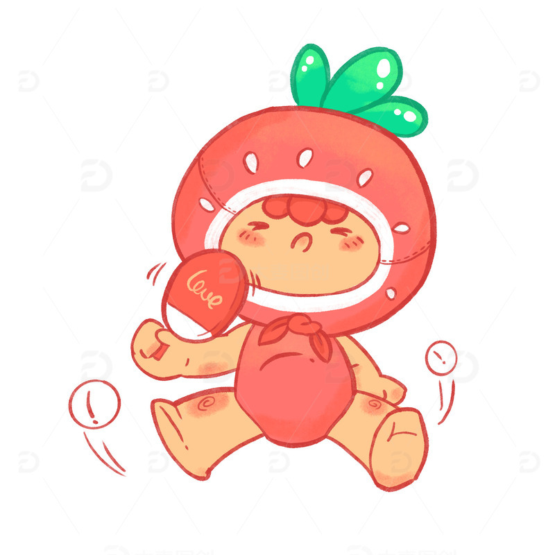 草莓拟人小女孩搞怪形象