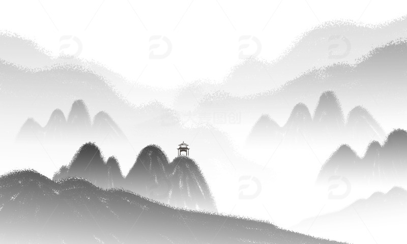 源文件下载【趣麦麦图】-古风水墨山水画