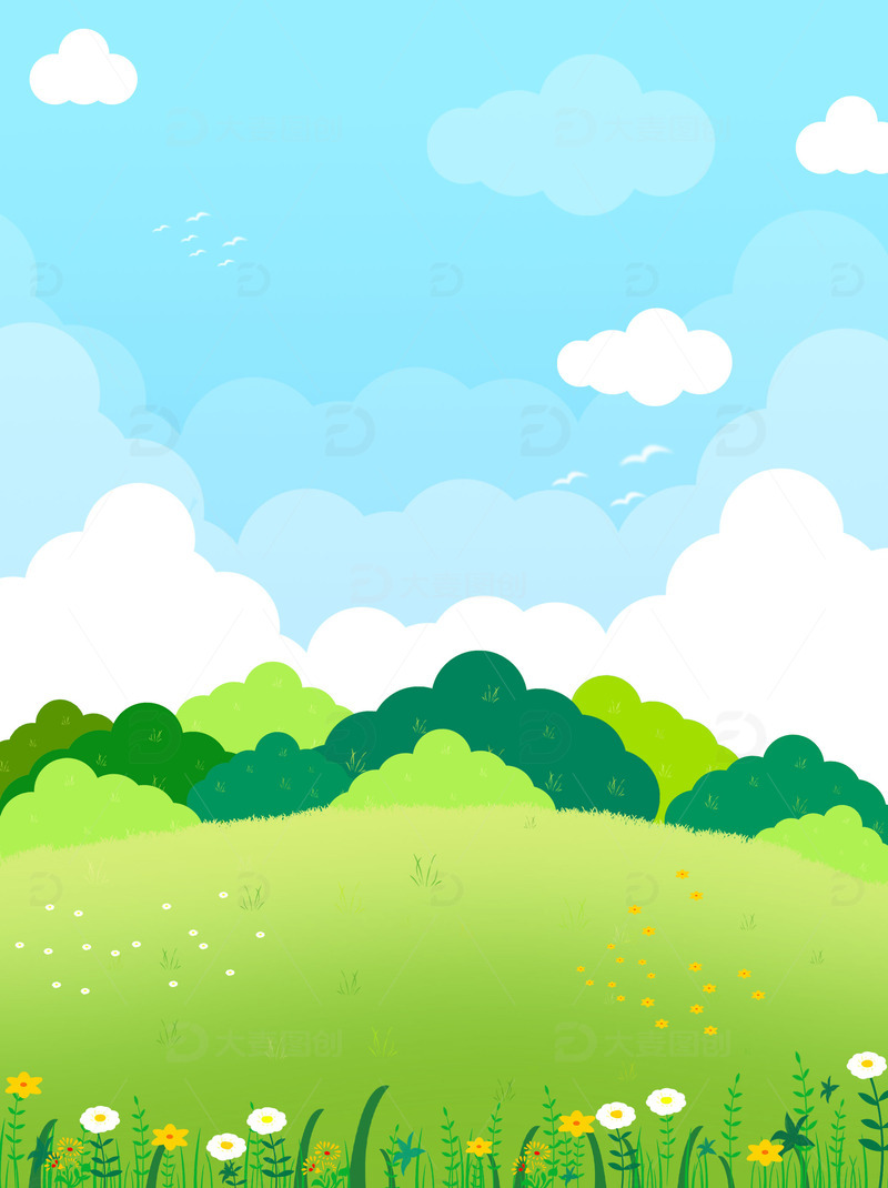 卡通春天绿色海报背景