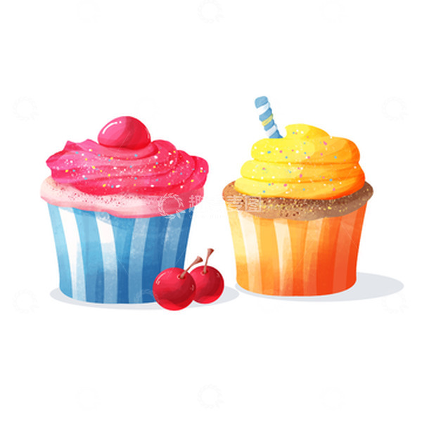 源文件下载【趣麦麦图】小清新简约纸杯蛋糕