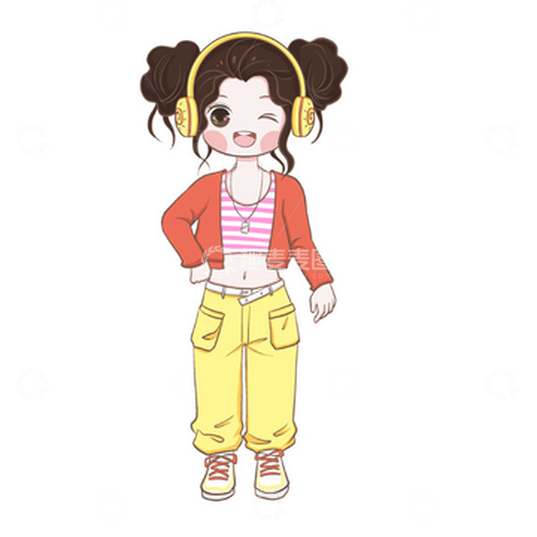 源文件下载【趣麦麦图】-多巴胺穿搭女孩人物