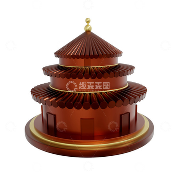 源文件下载【趣麦麦图】3D中式塔楼古建筑