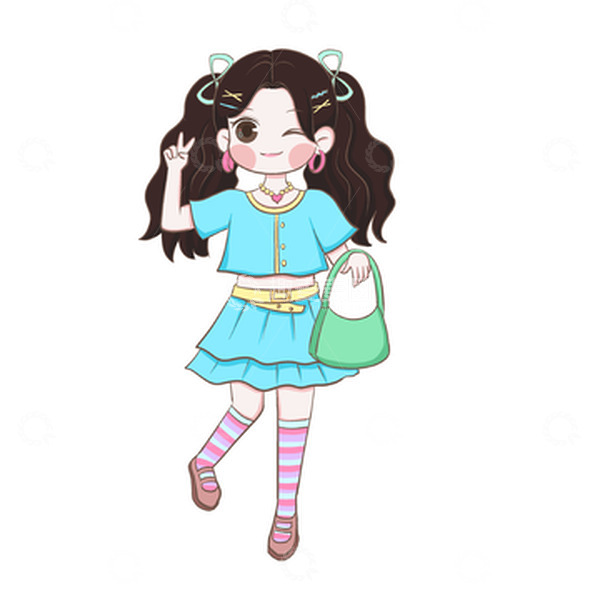 源文件下载【趣麦麦图】-夏日多巴胺穿搭女孩人物