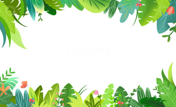 源文件下载【趣麦麦图】手绘风格热带树叶边框