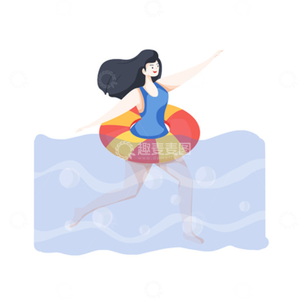 源文件下载【趣麦麦图】-简约扁平夏季暑期游泳补习班