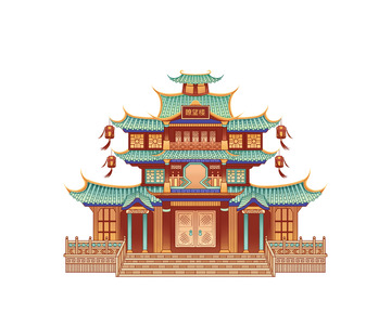 国风国潮建筑插画