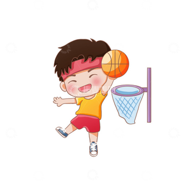 源文件下载【趣麦麦图】-篮球暑假兴趣班手绘插画