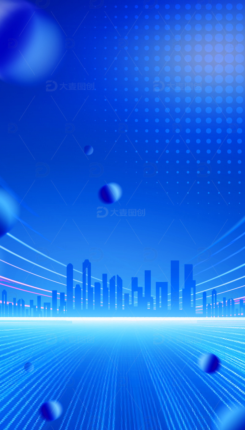 源文件下载【趣麦麦图】科技蓝色城市线条背景