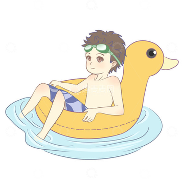 源文件下载【趣麦麦图】大暑人物游泳