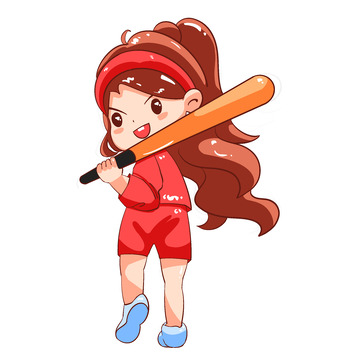 可爱暑期培训棒球小女孩