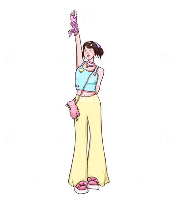 源文件下载【趣麦麦图】-多巴胺女孩人物手绘图