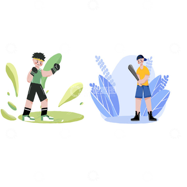 源文件下载【趣麦麦图】夏季运动穿搭多巴胺人物