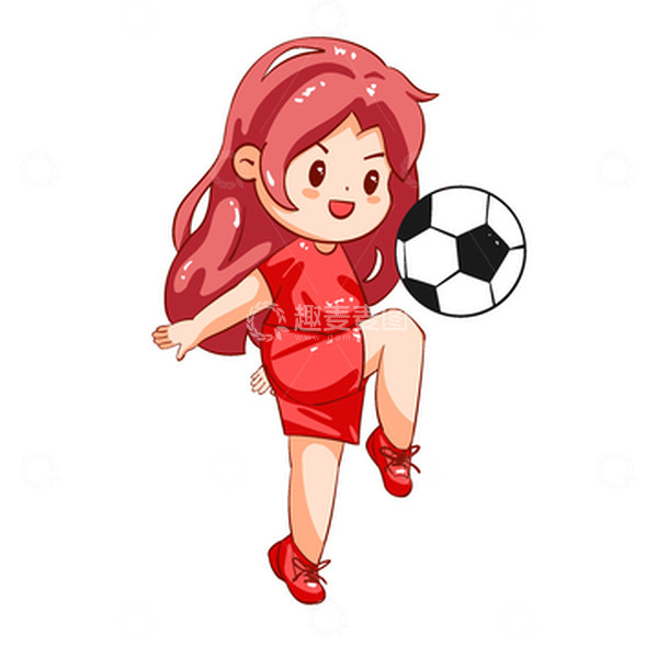 源文件下载【趣麦麦图】-可爱暑期培训足球兴趣班小女孩