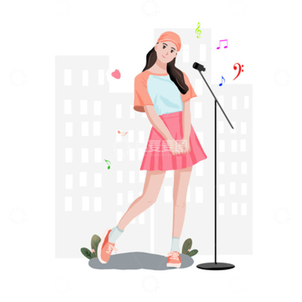 源文件下载【趣麦麦图】-手绘多巴胺女孩