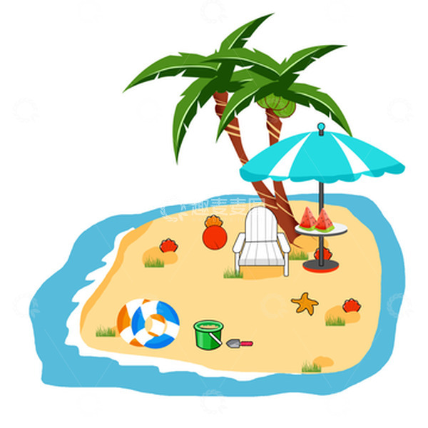 源文件下载【趣麦麦图】海边避暑手绘