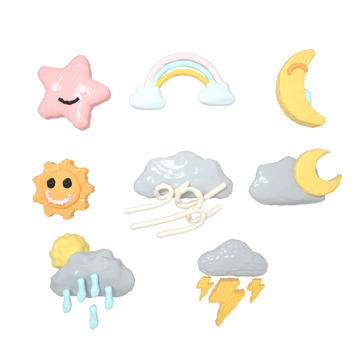 3D立体黏土形状天气表情标签